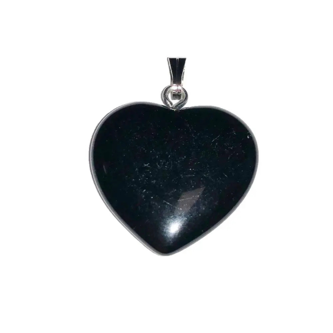 Black Agate Pendant – Heart Shaped
