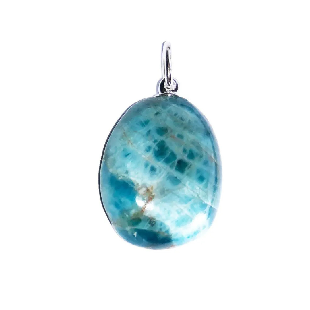 Blue Apatite Pendant - Tumbled Stone