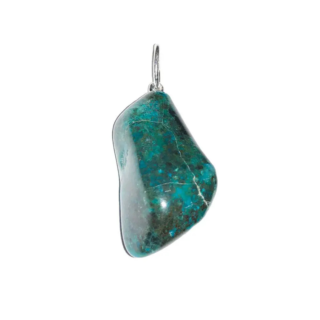 Dark Chrysocolla Pendant - Tumbled Stone