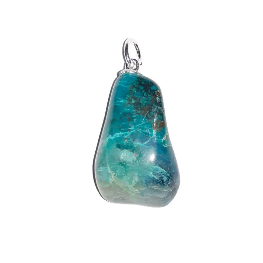 Dark Chrysocolla Pendant - Tumbled Stone