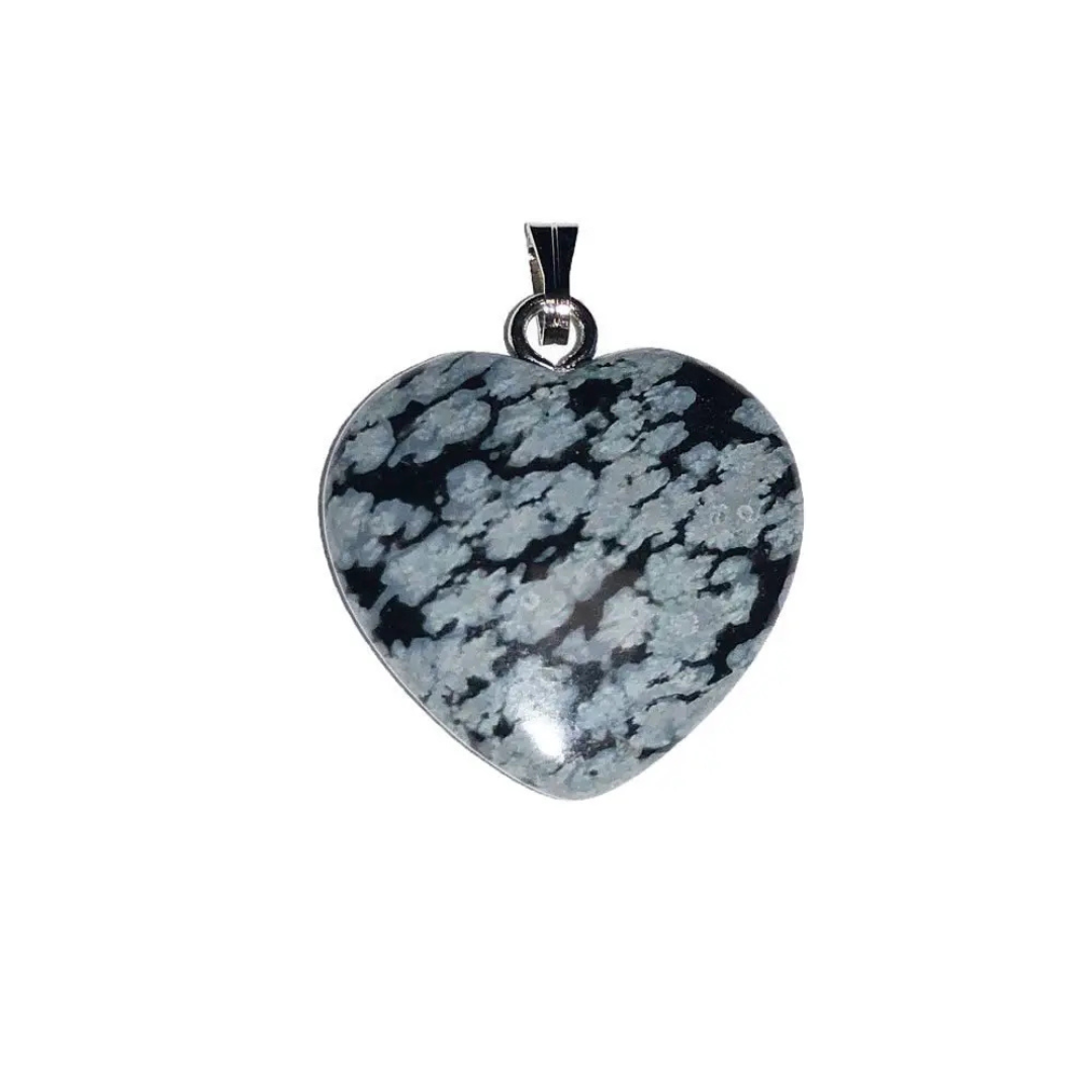 Snow Obsidian Pendant – Heart Shaped