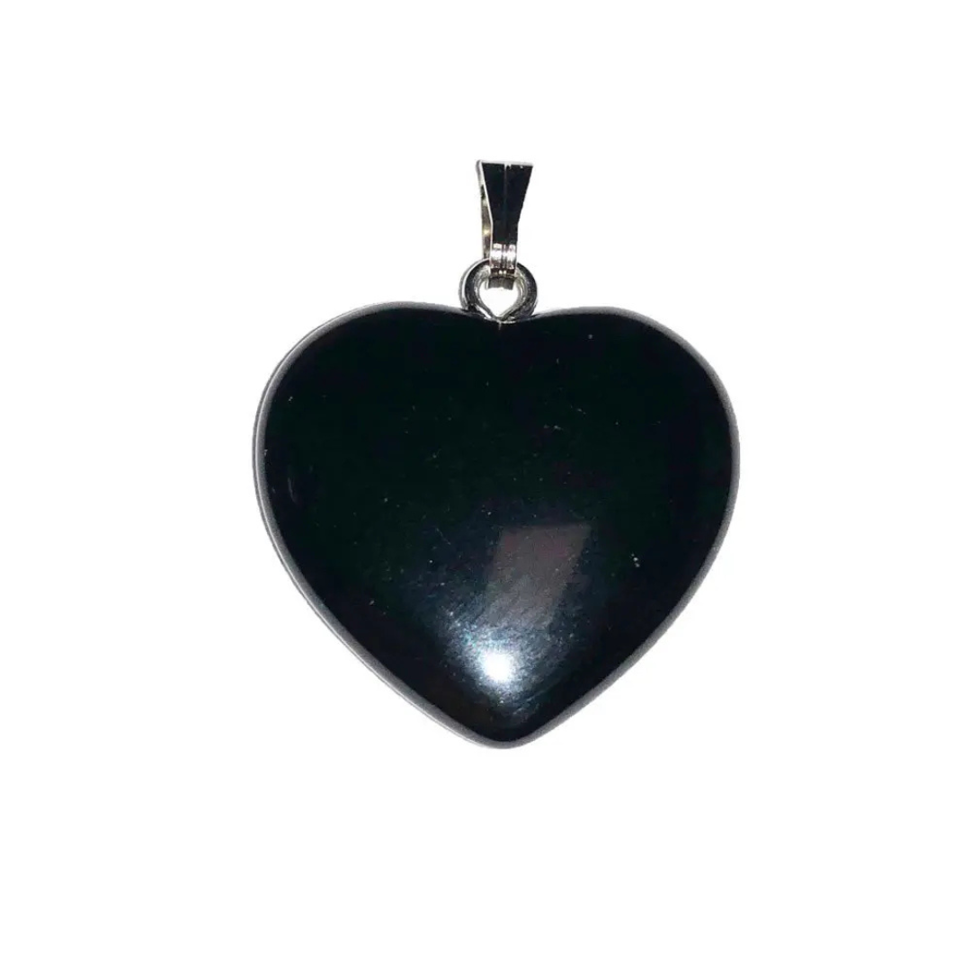 Black Agate Pendant – Heart Shaped