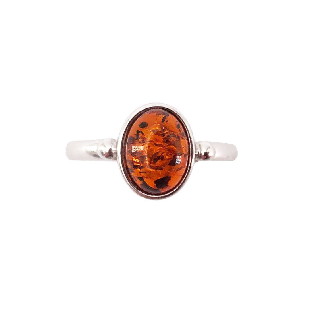 Camille Amber Ring – Silver