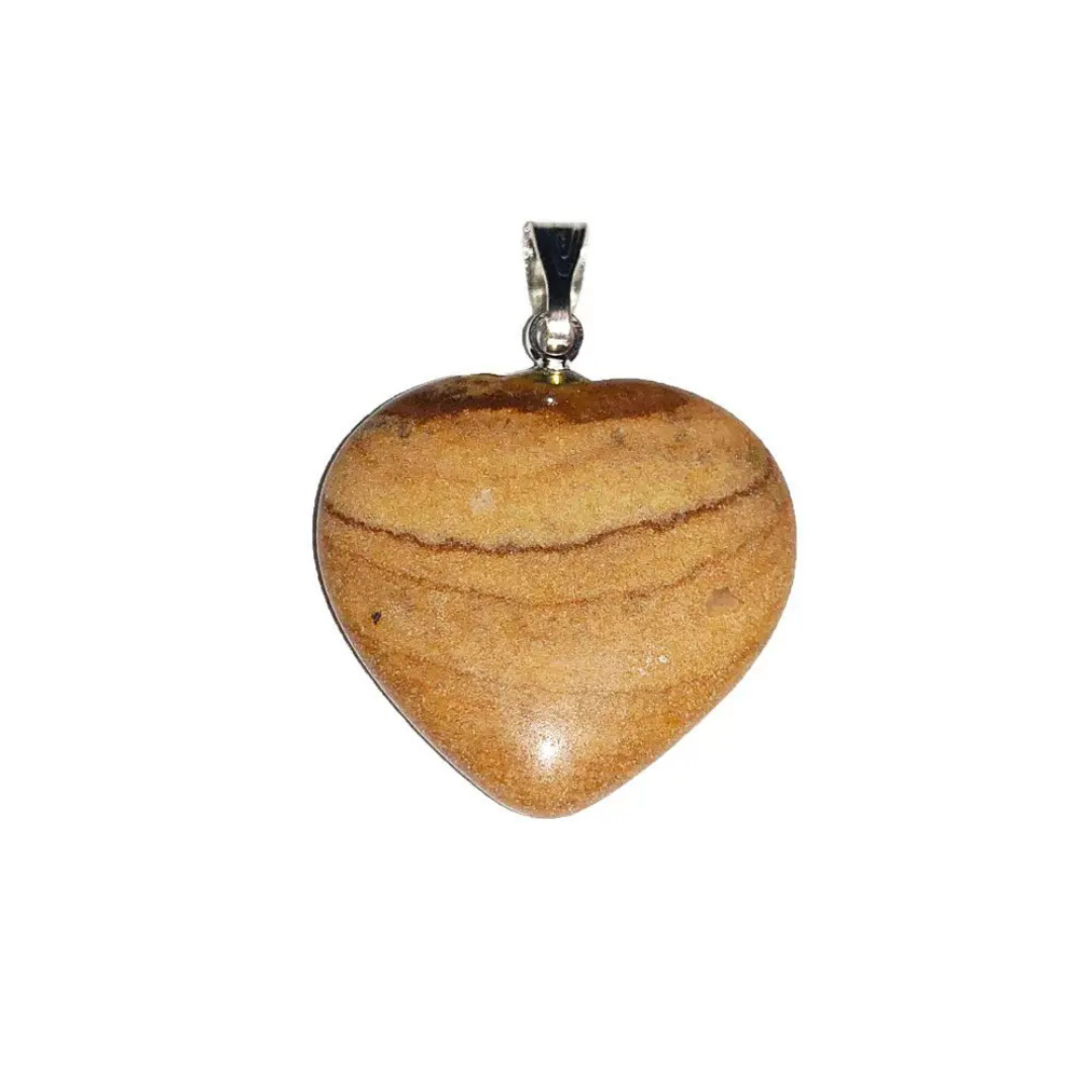 Landscape Jasper Pendant – Heart Shaped