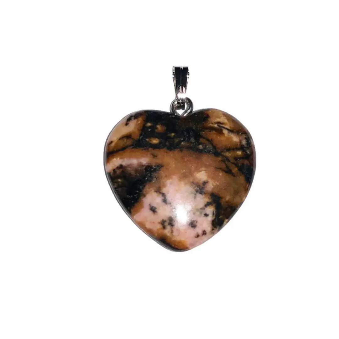 Rhodonite Pendant – Heart Shaped
