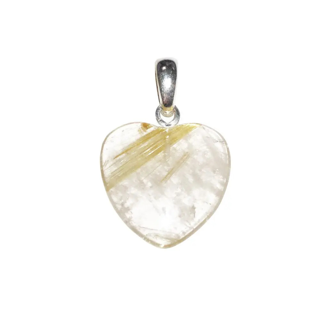 Rutilated Quartz Pendant – Heart Shaped