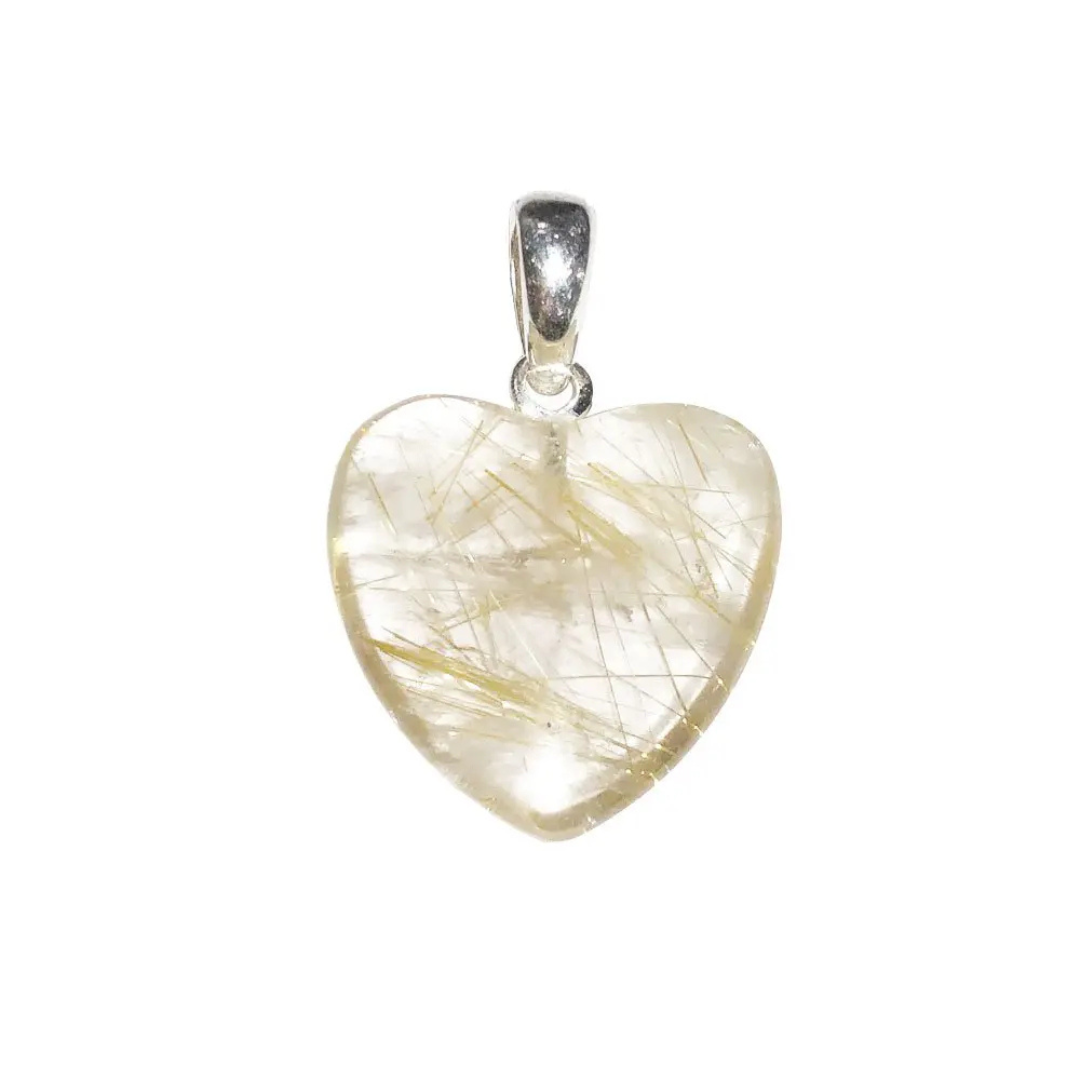 Rutilated Quartz Pendant – Heart Shaped
