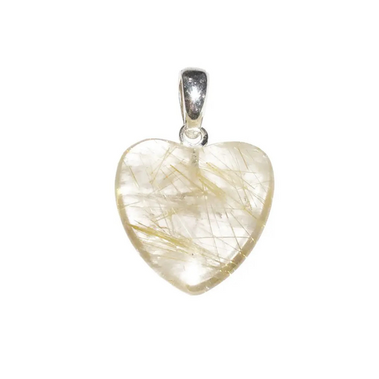 Rutilated Quartz Pendant – Heart Shaped