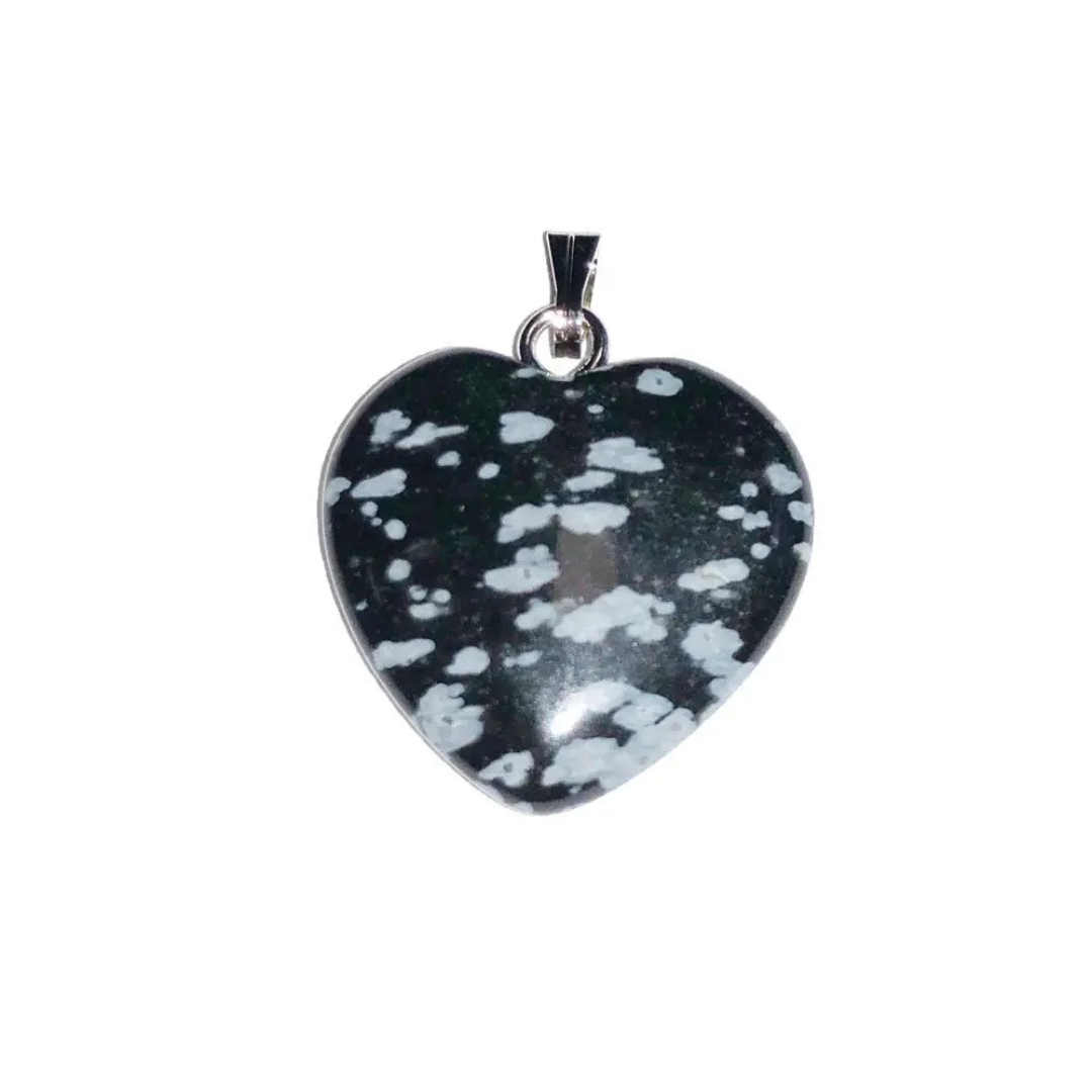 Snow Obsidian Pendant – Heart Shaped